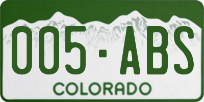 CO license plate 005ABS