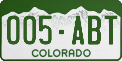 CO license plate 005ABT
