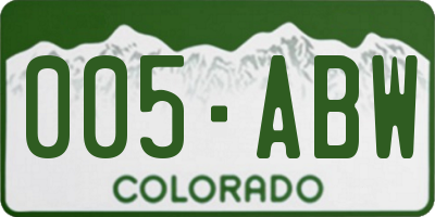 CO license plate 005ABW