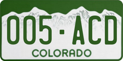 CO license plate 005ACD