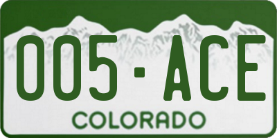 CO license plate 005ACE