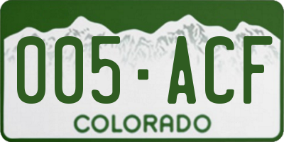 CO license plate 005ACF