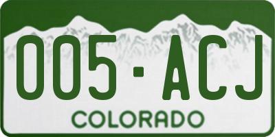 CO license plate 005ACJ