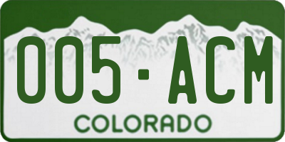 CO license plate 005ACM