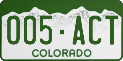 CO license plate 005ACT