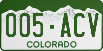 CO license plate 005ACV