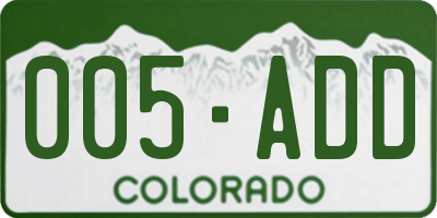 CO license plate 005ADD