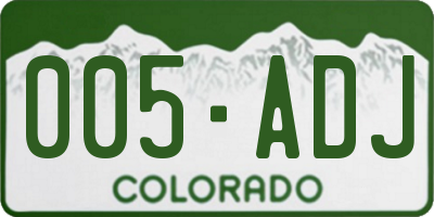 CO license plate 005ADJ