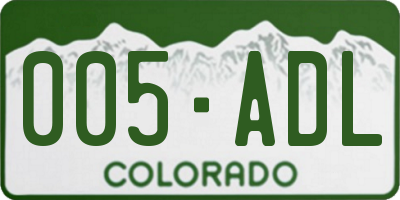 CO license plate 005ADL