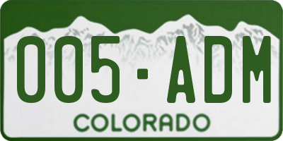 CO license plate 005ADM