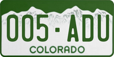 CO license plate 005ADU