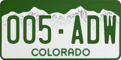 CO license plate 005ADW