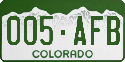 CO license plate 005AFB