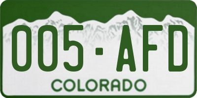 CO license plate 005AFD
