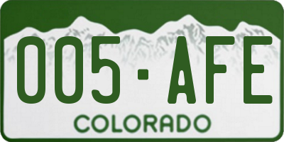 CO license plate 005AFE
