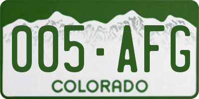 CO license plate 005AFG