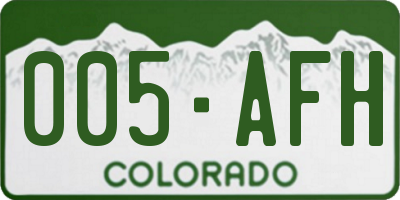 CO license plate 005AFH