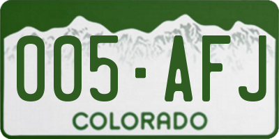 CO license plate 005AFJ