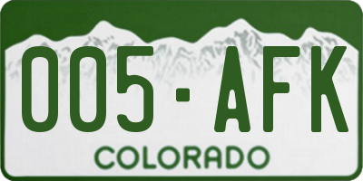 CO license plate 005AFK