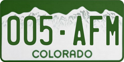 CO license plate 005AFM