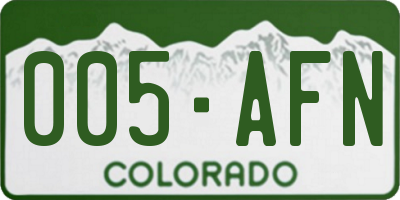 CO license plate 005AFN