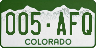 CO license plate 005AFQ