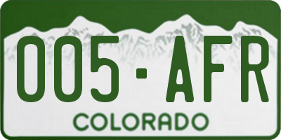 CO license plate 005AFR