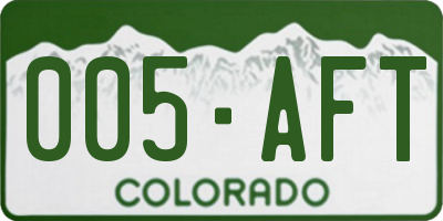 CO license plate 005AFT