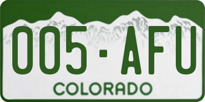 CO license plate 005AFU
