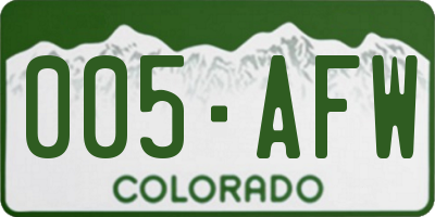 CO license plate 005AFW