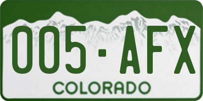 CO license plate 005AFX