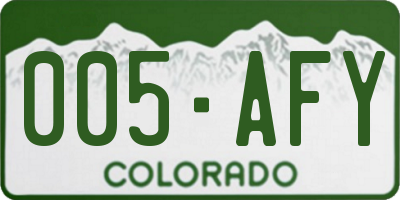 CO license plate 005AFY