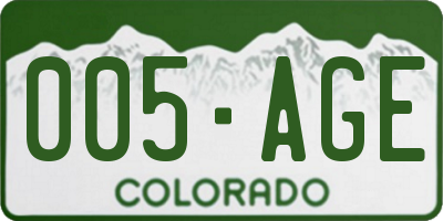 CO license plate 005AGE