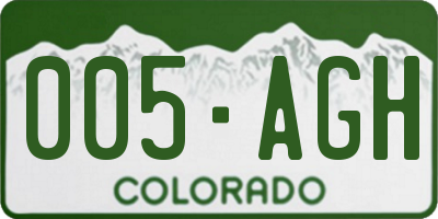 CO license plate 005AGH