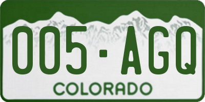 CO license plate 005AGQ
