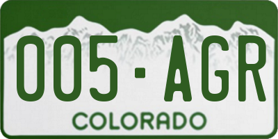 CO license plate 005AGR