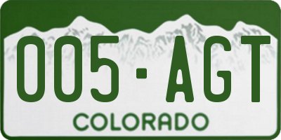 CO license plate 005AGT