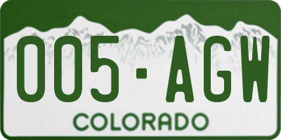 CO license plate 005AGW