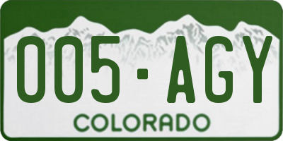 CO license plate 005AGY