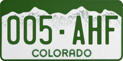 CO license plate 005AHF