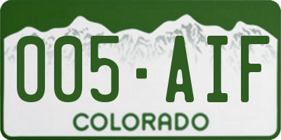 CO license plate 005AIF