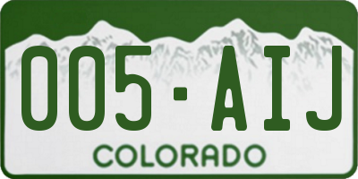 CO license plate 005AIJ