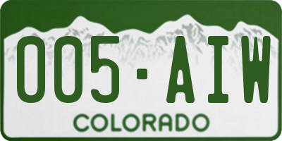 CO license plate 005AIW