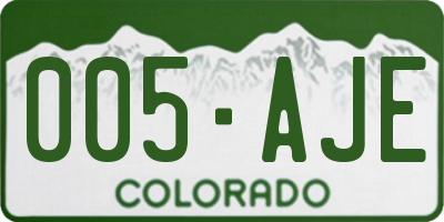 CO license plate 005AJE