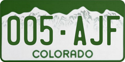 CO license plate 005AJF
