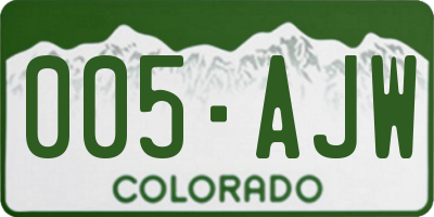 CO license plate 005AJW