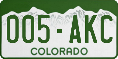 CO license plate 005AKC
