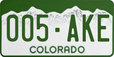 CO license plate 005AKE