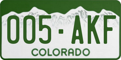 CO license plate 005AKF