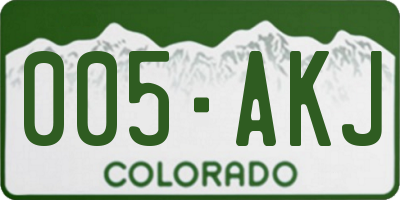 CO license plate 005AKJ